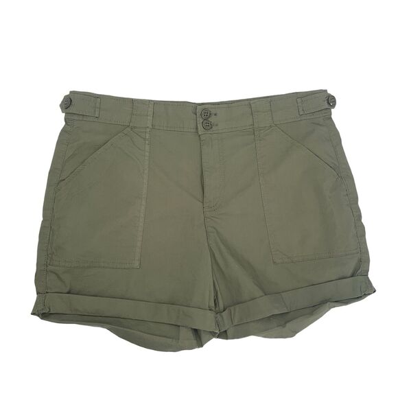 Sanctuary Crew Short Womens Rolled Cuff Stretch Olive Size Large NWT - Picture 1 of 11